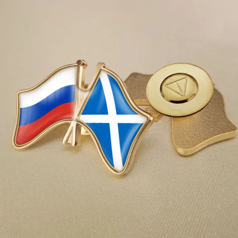 Российская Федерация и Шотландия перекрестные двойной флаг дружбы значков на