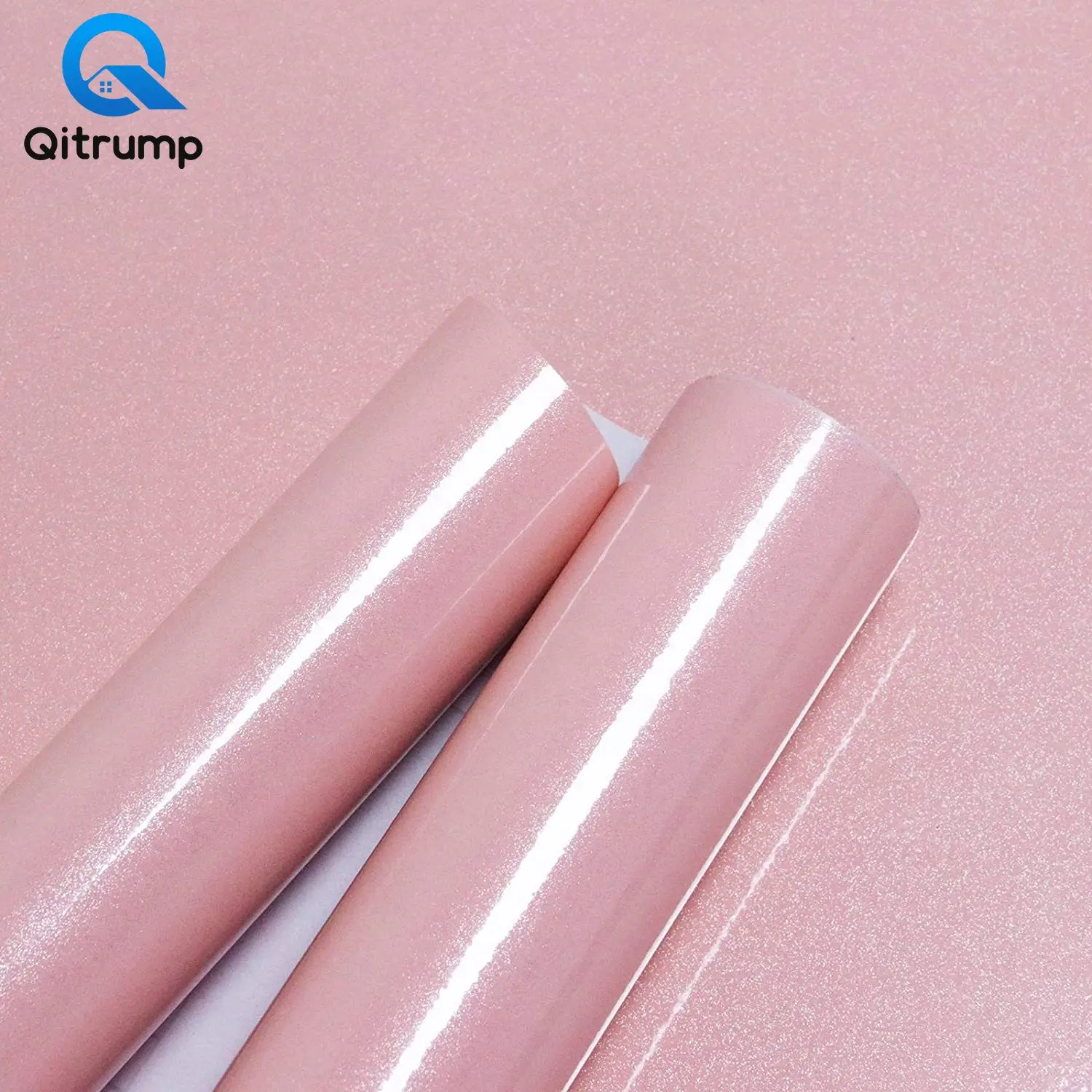 Glossy Solid Color Pink Wallpaper Waterproof Oil-proof Glitter Wall Stickers Self Adhesive Vinyl Kitchen Cabinet Furniture Films