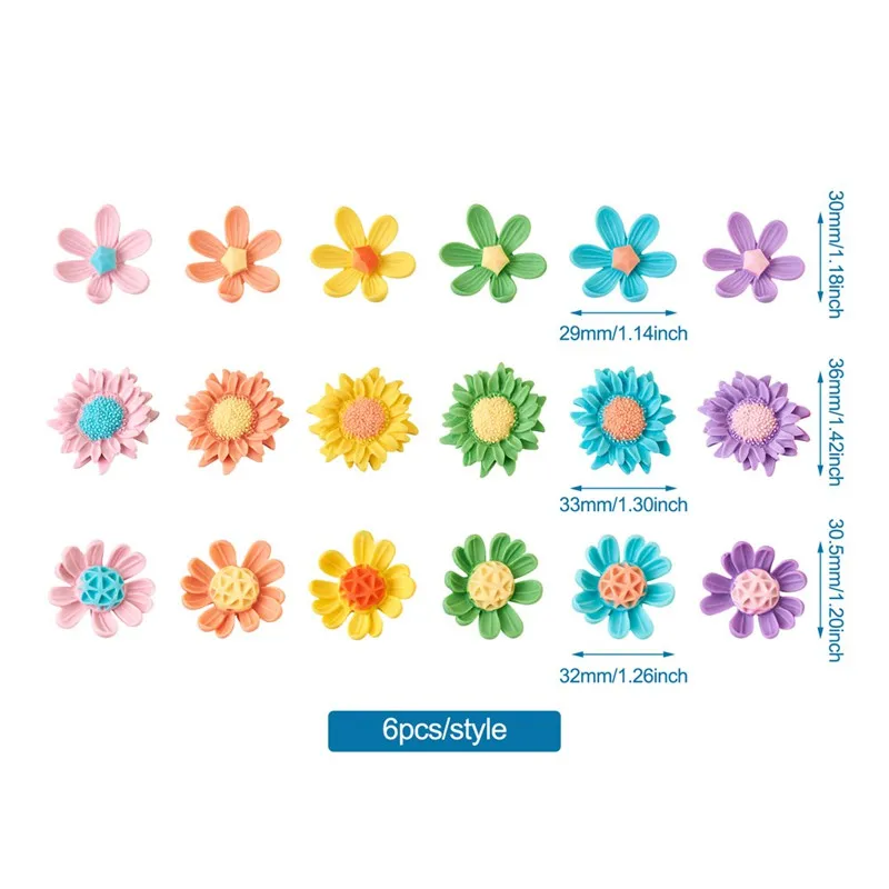 108pcs/set Flatback Flower Resin Cabochons Mixed Color DIY Embellishments Phone Headwear Scrapbook Craft Decor Accessories