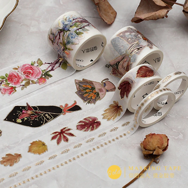 5 шт./кор. Винтаж Фольга цветок малярный набор декоративного скотча Васи с