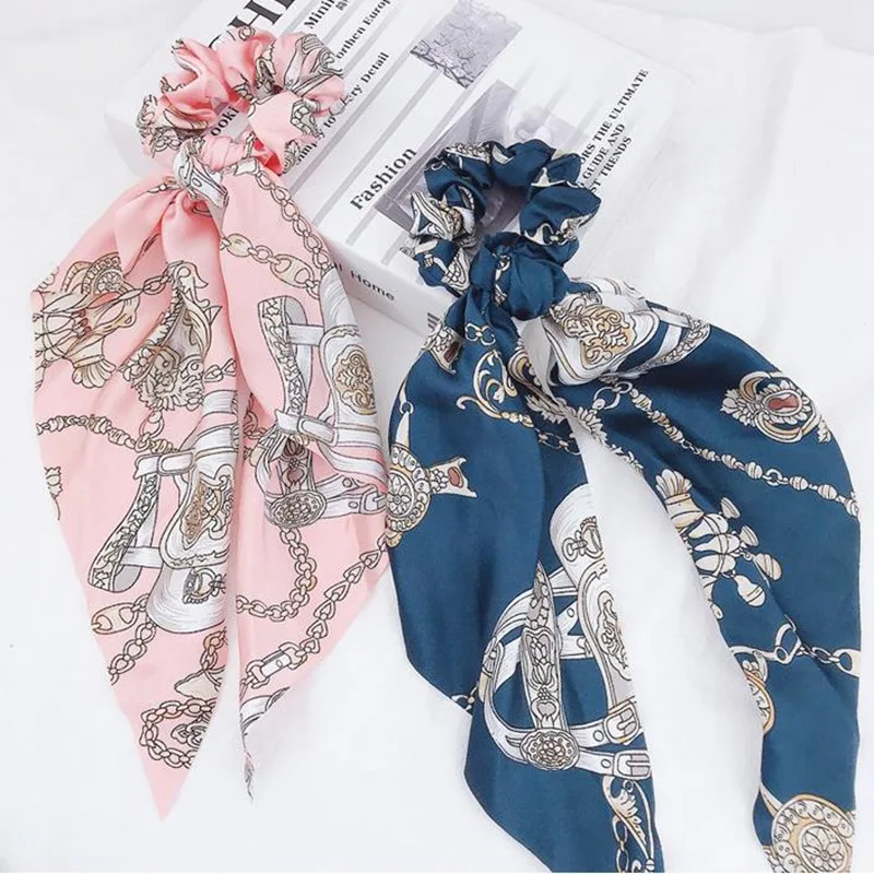 

New Vintage Women Headwear Turban DIY Bow Streamers Hair Scrunchies Ribbon Hair Ties Horsetail Ties Head Wrap Hair Accessories