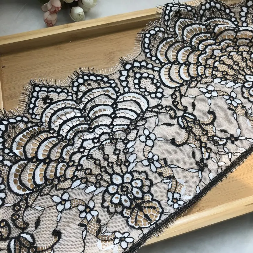 Высококачественная мягкая нейлоновая кружевная отделка с ресничками Ширина 24 см