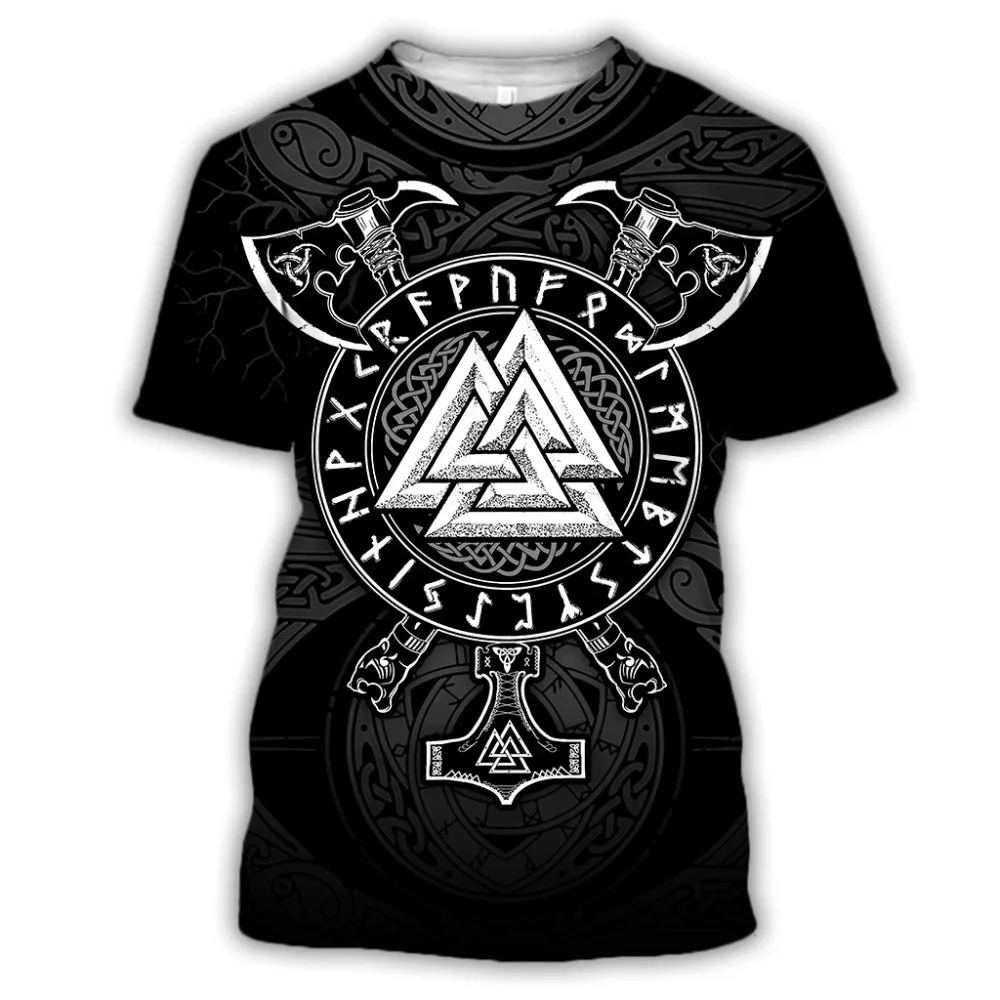 Мужская футболка с 3D рисунком символ викингов odin Tattoo модная рубашка в стиле
