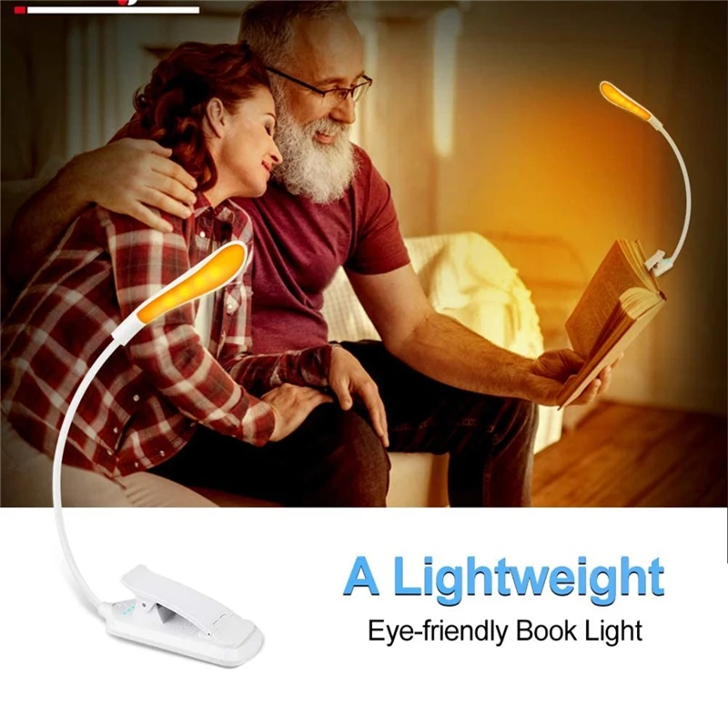 USB Rechargeable Clip-On Book Light 3 Color Book Lamp Adjustable Brightness Reading Lamp for Kids Sleep Aid Lights for Kindle images - 6