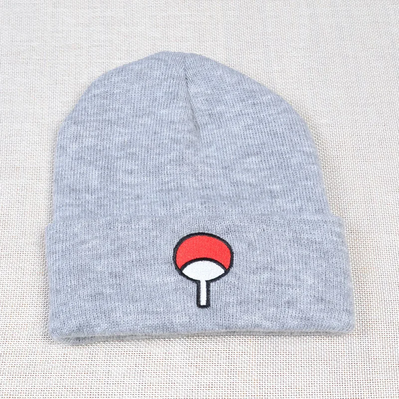 

Anime Lovers Naruto Beanie Uchiha Family Logo Cotton Embroidery Winter Hat Knitted Hat Skullies Beanies Hat Hip Hop Knit Cap