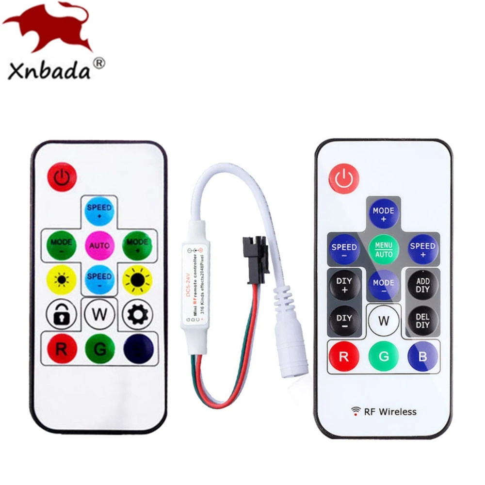 Светодиодный светильник WS2812B WS2811 SK6812 RGB Led контроллер 14 ключей RF беспроводной