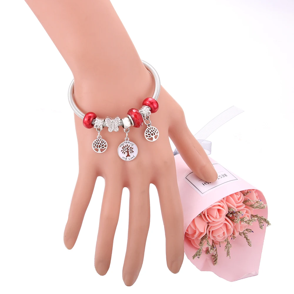 10 шт./лот женские браслеты Древо жизни жемчужные подвески браслет с бусинами