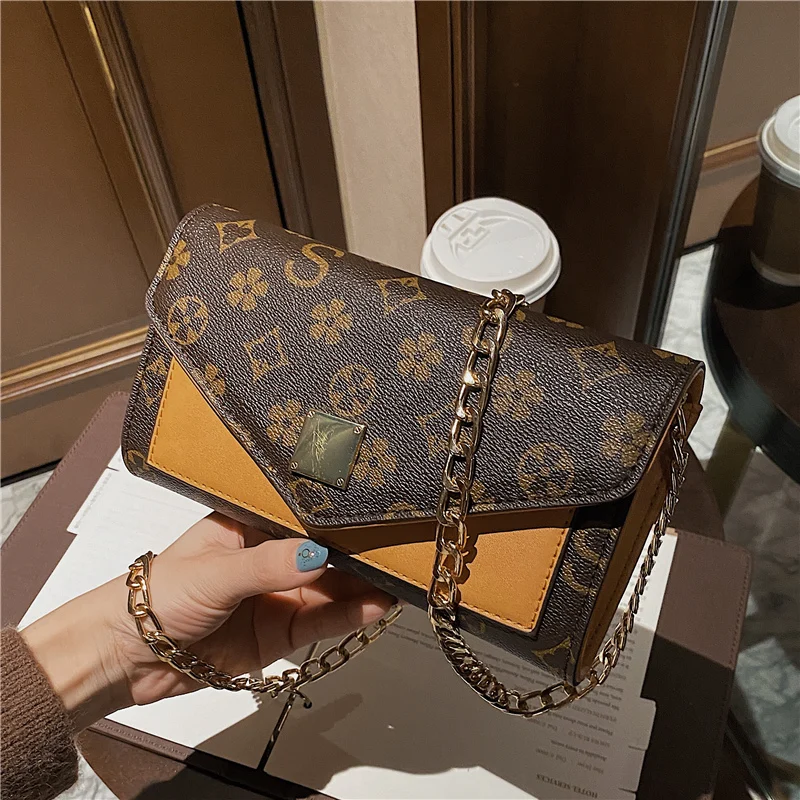 

2021 Summer New High-End Printing All-Match Western-Style Texture Chain Net One-Shoulder Casual Crossbody Women Small Square Bag