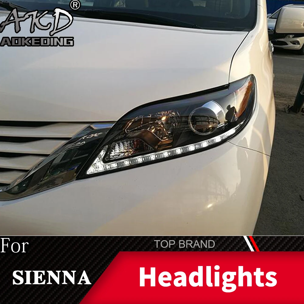 Фара для автомобиля Toyota Sienna 2011- фары Противотуманные фары Дневные ходовые огни DRL H7 светодиодный Биксеноновая лампа автомобильные аксессуары