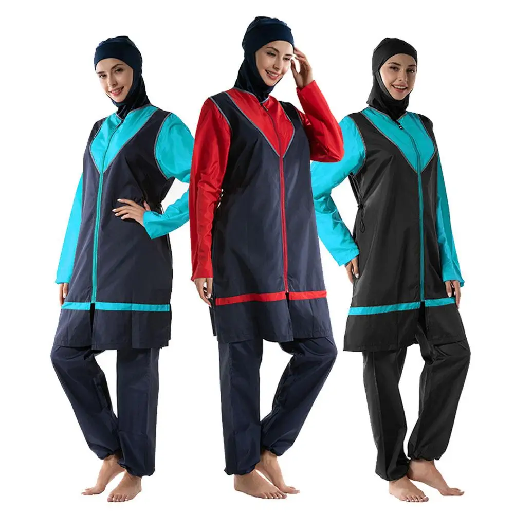 Мусульманский женский купальный костюм с хиджабом 3 шт. спортивный свободный