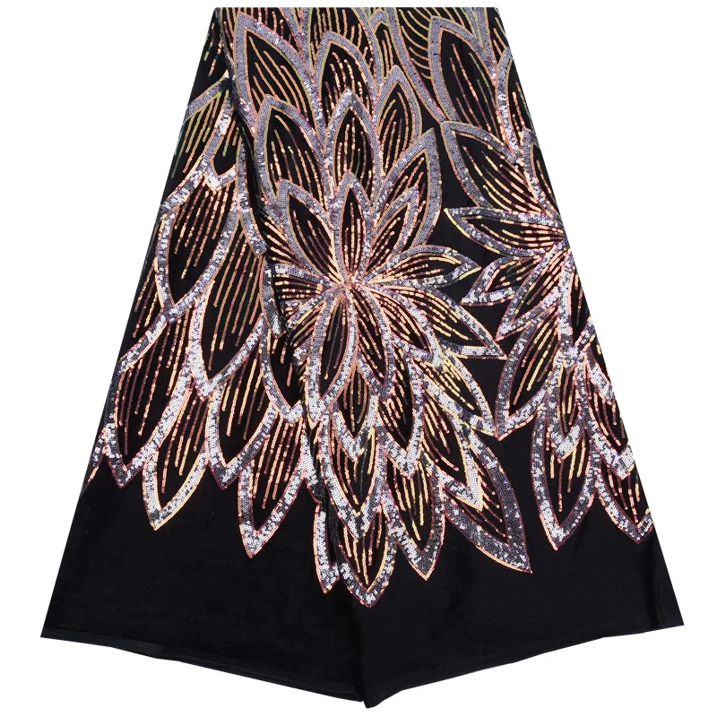 Высококачественная кружевная ткань с блестками Африканский бархат и вышивкой