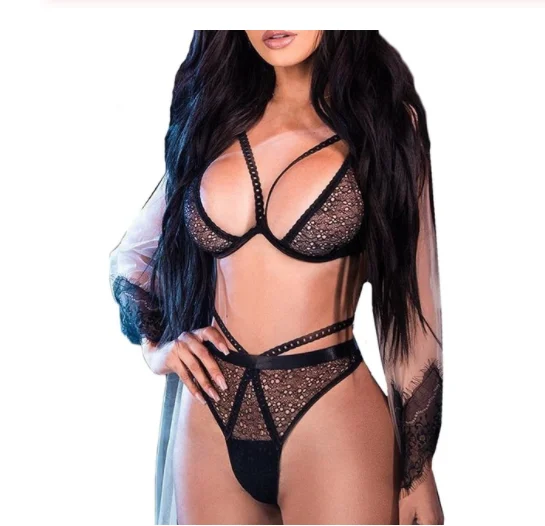 NO Stockings Сексуальное женское нижнее белье большого размера, комплект с открытым бюстгальтером, костюмы, пикантное эротическое нижнее белье, сексуальное эротическое белье, эротические костюмы - Цвет: NO Stockings