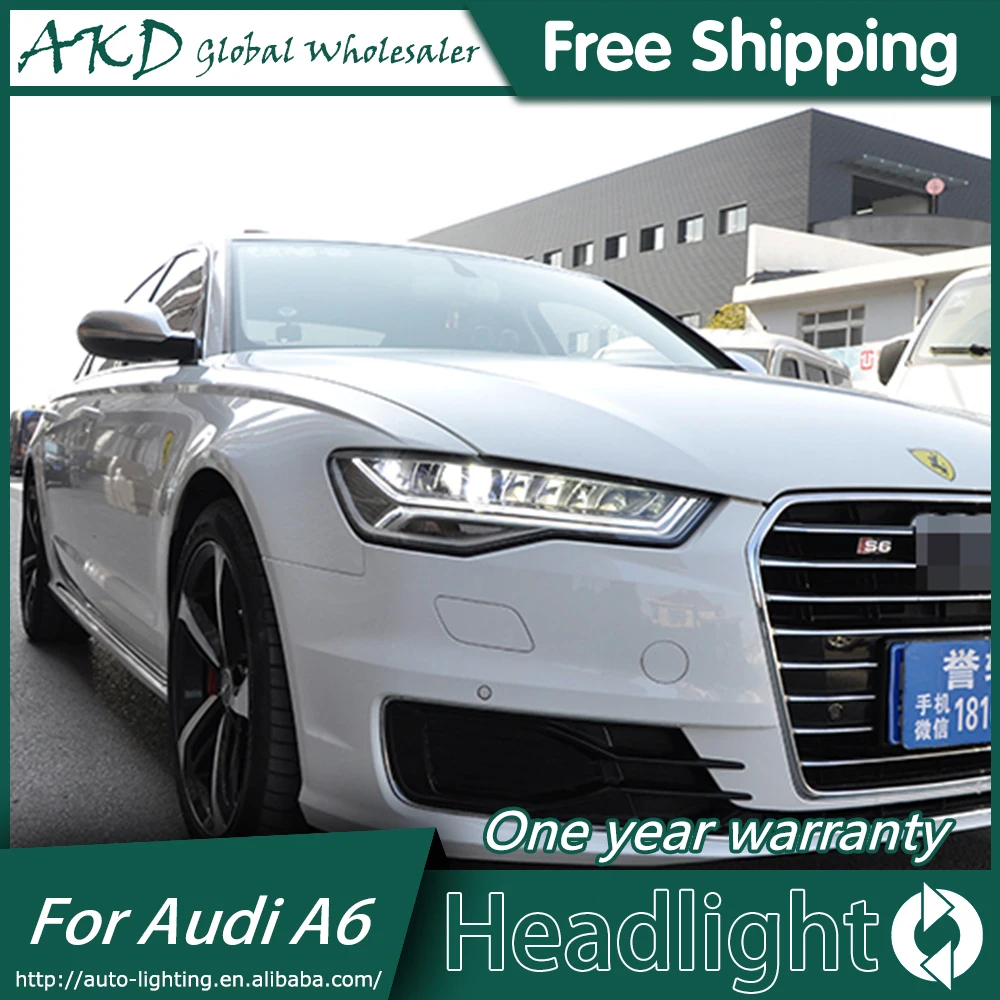 AKD автомобильный Стайлинг для Audi A6 фары 2013 2017 светодиодный фонарь ANGEL EYE Ближний и