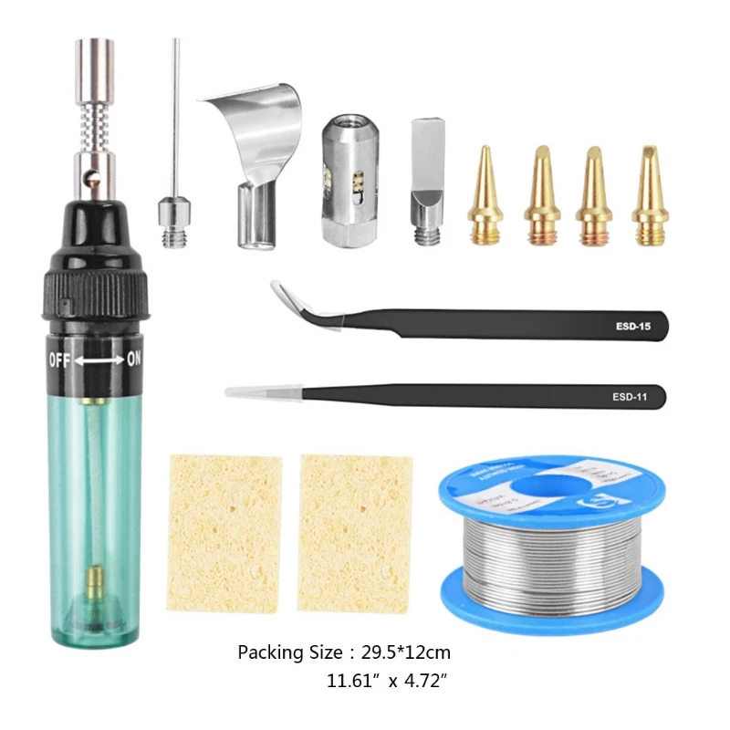 

Butane Soldering Iron Kit Multi-Purpose Cordless Self-Igniting Adjustable Gas Soldering Iron T100 Welding Tool