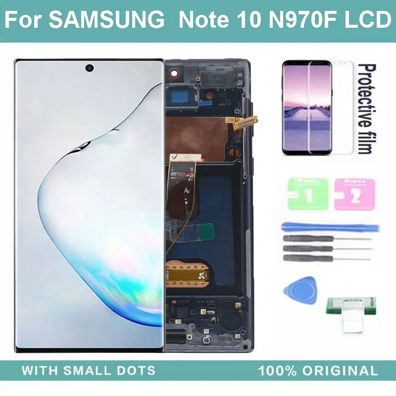 Pantalla LCD Original para Samsung Galaxy Note 10 N970F N9700, digitalizador de pantalla t&aacute;ctil, montaje de pantalla Lcd con puntos, 10 SM-N970F/DS-0