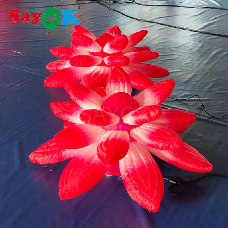 Надувной цветок лотоса надувной земли украшения освещение цветение с красочными
