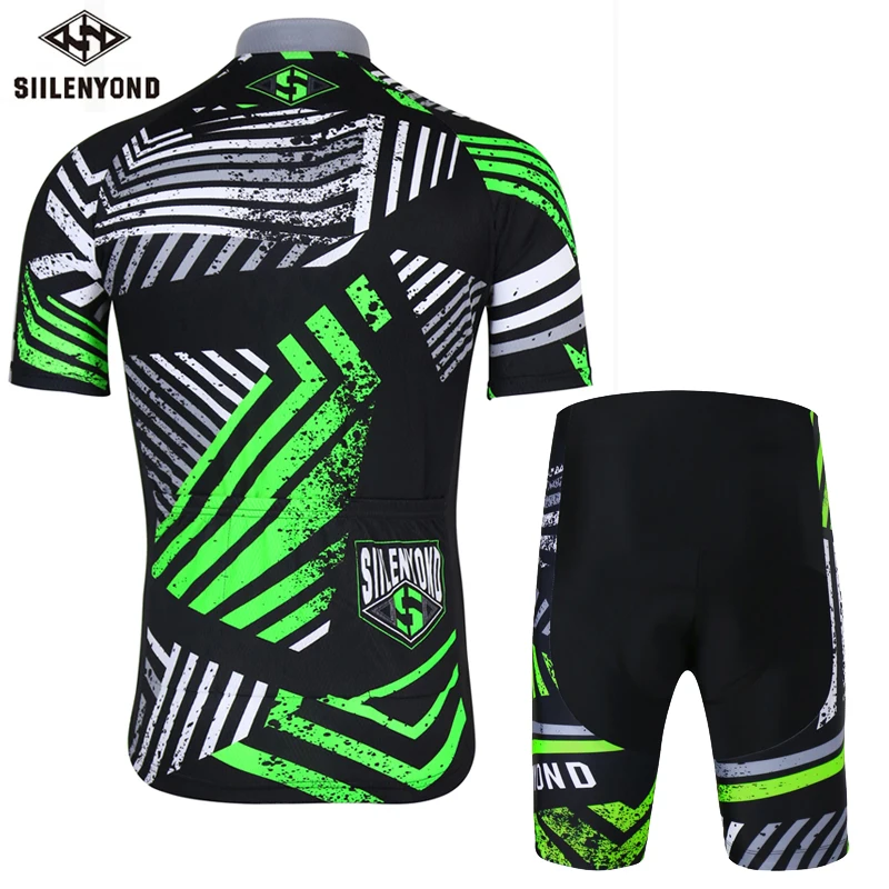 SIILENYOND летний мужской костюм с коротким рукавом велосипедная куртка топ дышащие