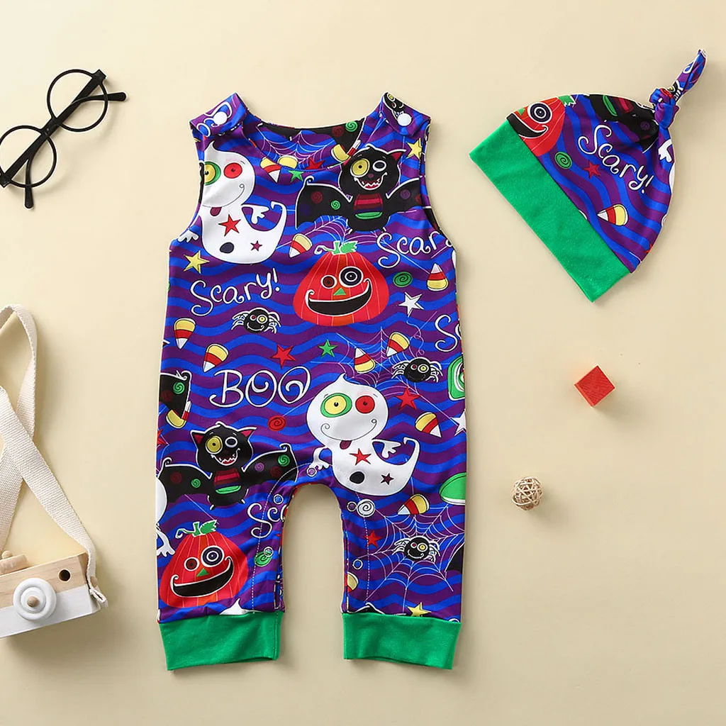 От 0 до 2 лет одежда на Хэллоуин для маленьких мальчиков и девочек без рукавов