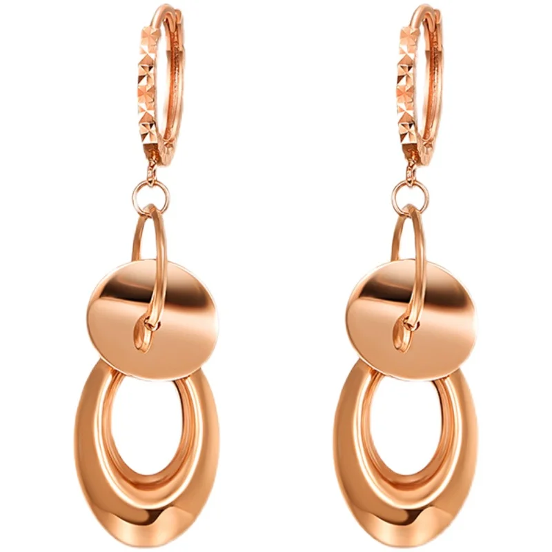 

18K Rose Gold Earrings AU750 Gold Water Drop Dangle Earrings