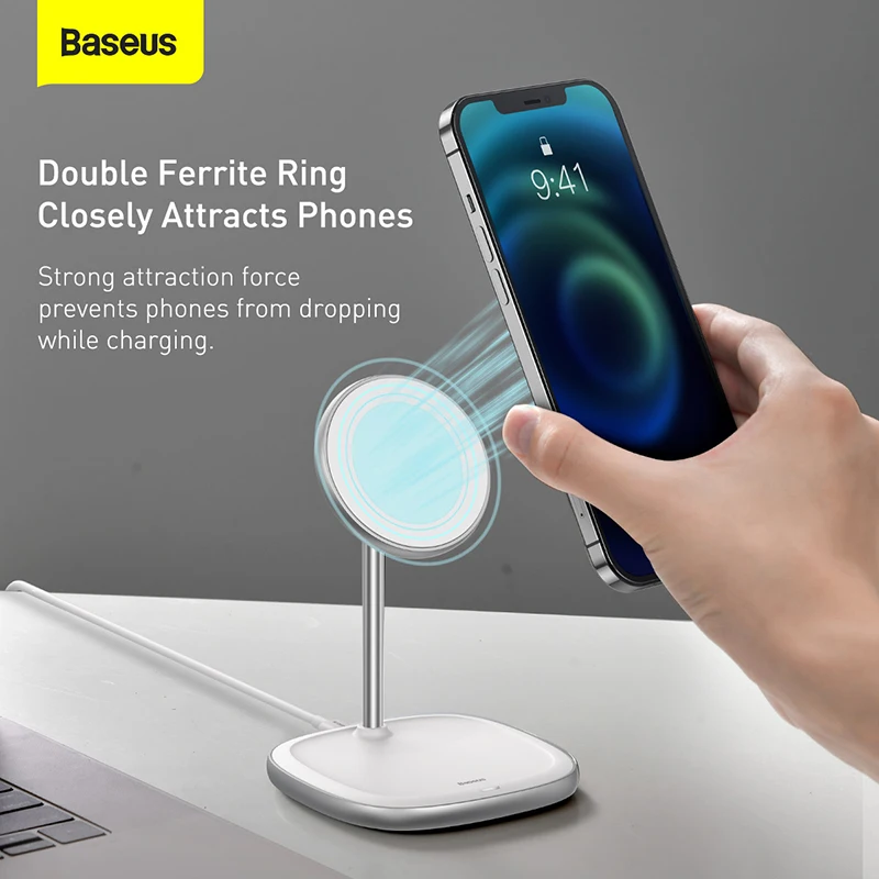 

Baseus Magnetic Desktop Phone Stand Wireless Charger For iPhone 12 Pro Max Phone Holder Wireless Charger For iPhone 12 Mini