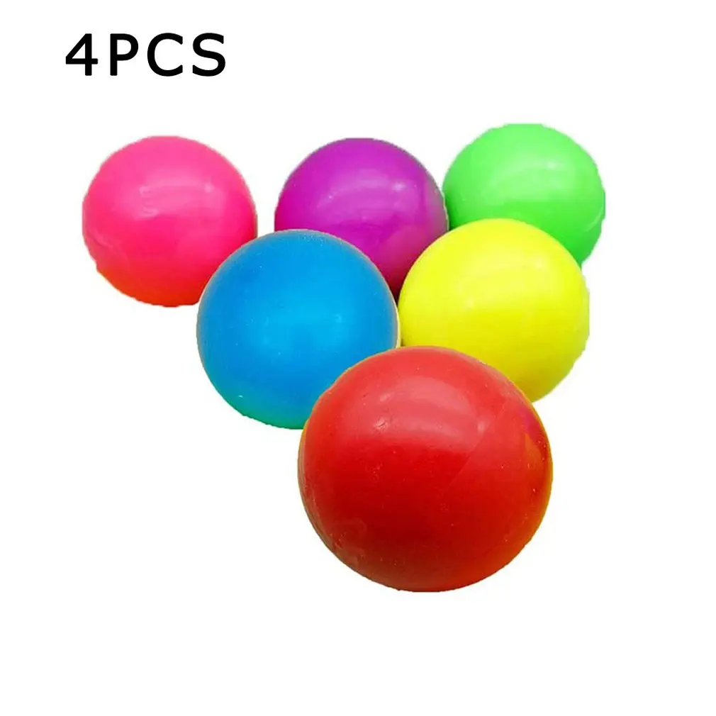 

4pcs Stick Wall Ball Decompression Ball Sticky Squash Ball Suction Decompression Sticky Target Ball Catch Throw Ball kids Toys