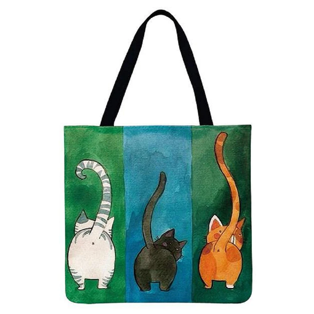 

Women's Shopper Bag Fashion Three cats Printed Shoulder Shopping Bag Ladies Large Capacity Tote Handbags for Shopping Grocery