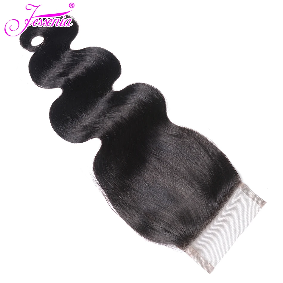 Пучки волнистых волос с закрытием Связки малайзийских 4*4 синтетическое Закрытие