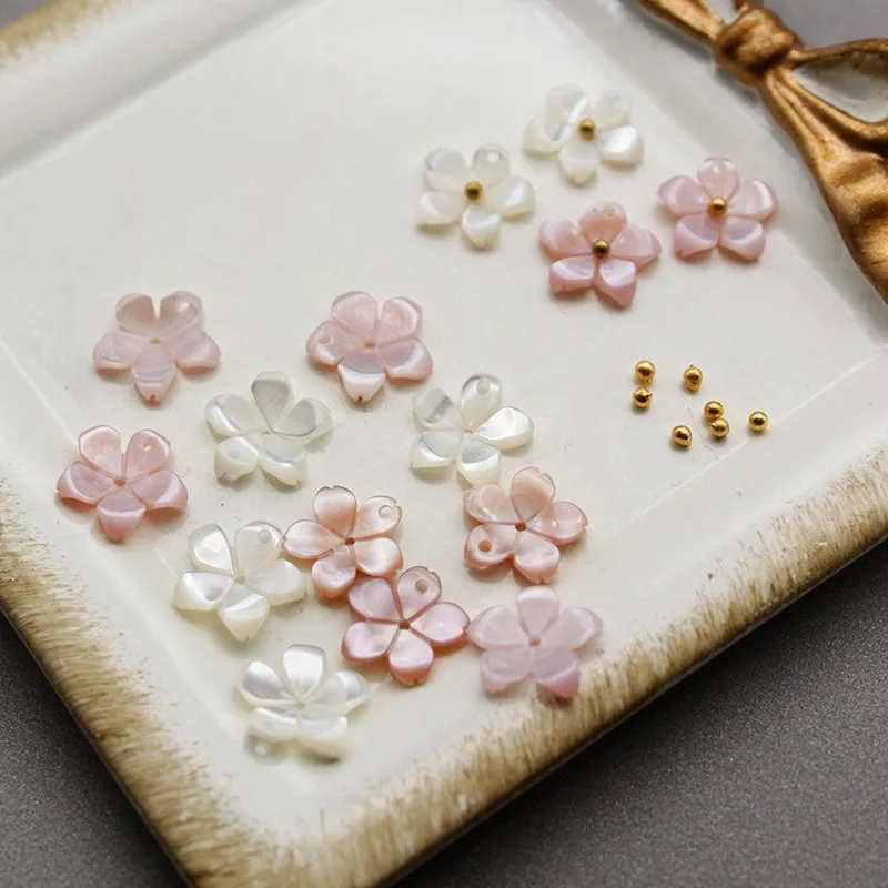 5 шт./пакет натуральная перламутровая подвеска в форме маленького лепестка вишни