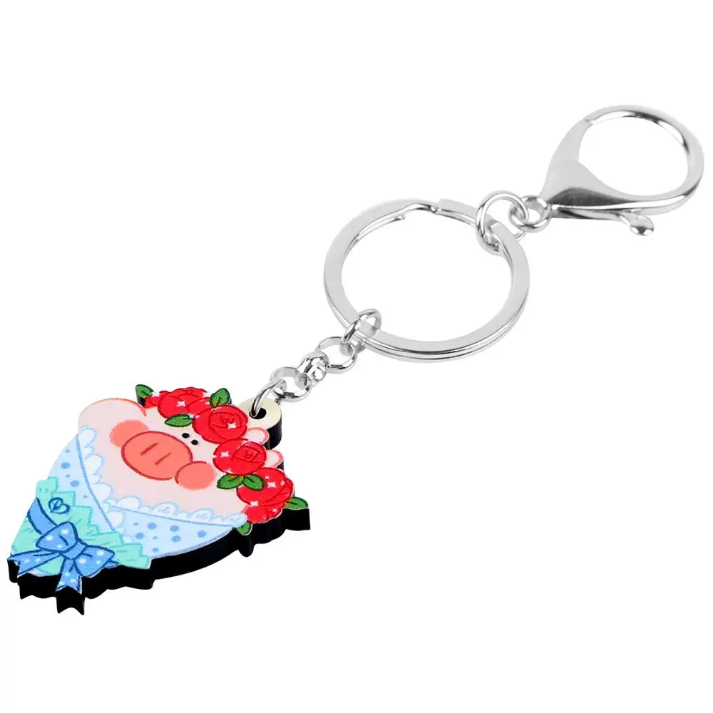 Bonsny акриловый на День святого Валентина роза свинья брелок сумка автомобильный