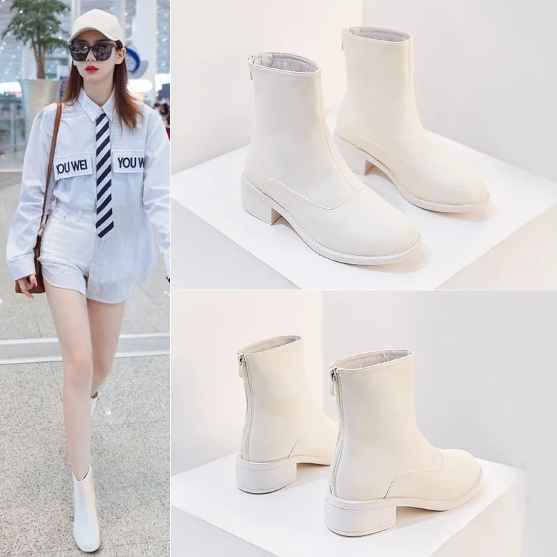 Koovan/женские полусапожки 2020 Новые Красивые сапоги в британском стиле для женщин