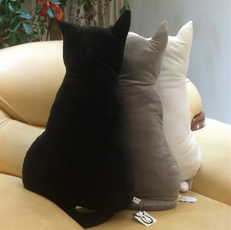 

70cm Creative Watching Cat Back Shadow Cushion Pillow White Black Silhouette Cat Plush doll children toys gift for girlfriend