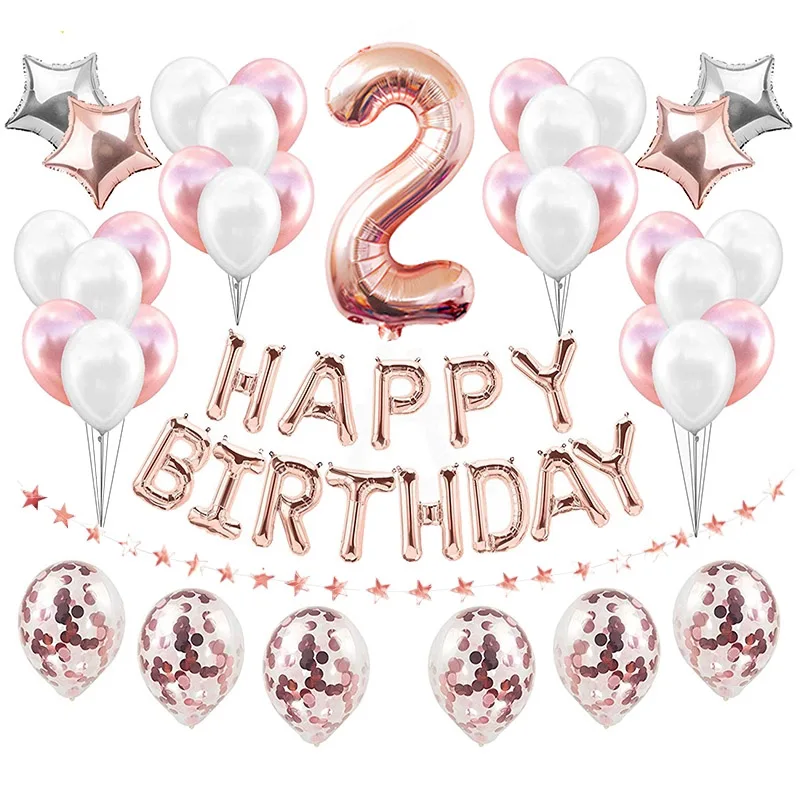 

Heronsbill 2 Years Old Balloons Kits 2nd Birthday Party Decorations Boy Girl I Am Two Paper Banner Supplies Bunting Garland