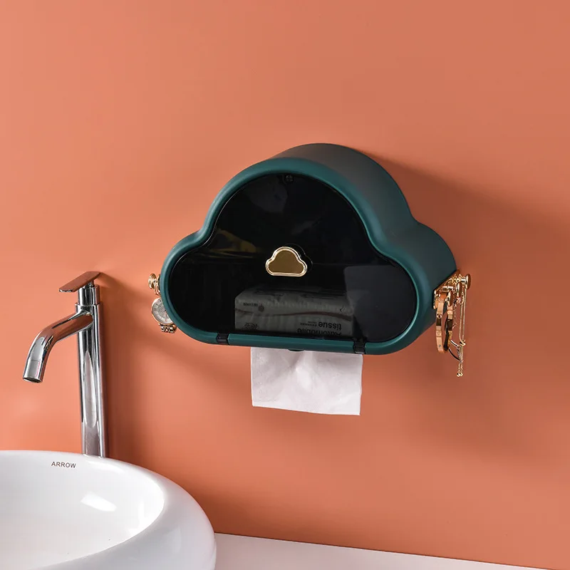 

Creative Cloud Shape Toilet Paper Storage Box Cover Wall Mounted Punch Free Roll Paper Holder Bathroom Waterproof Organizer Rack