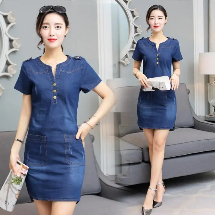 Женское джинсовое платье летнее сексуальное облегающее из денима на бедрах