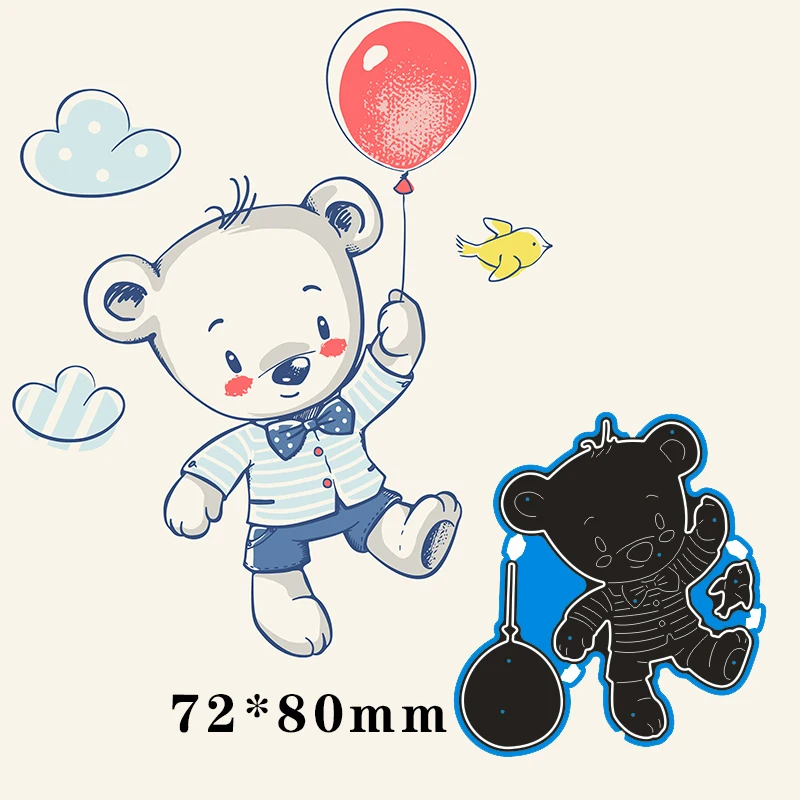 

Metal steel Cutting Dies Bear holding a balloon DIY Scrapbooking Photo Album Embossing paper Cards 72*80mm