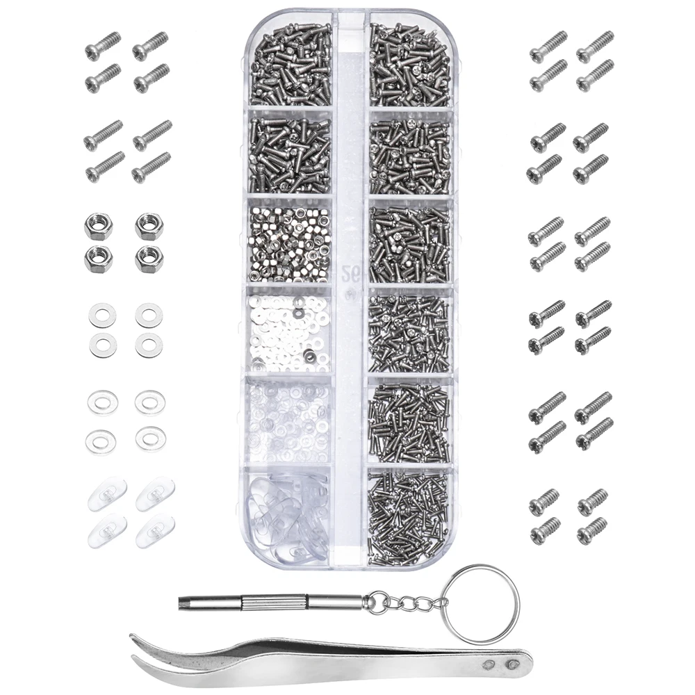Набор для ремонта очков с крошечными винтами из нержавеющей стали 1100 шт.