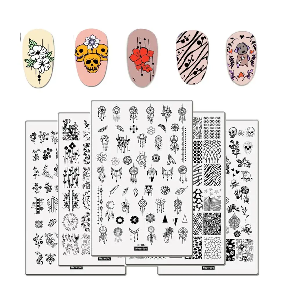 

Big Size Nail Stamping Plates Flower Geometry Cute Animal Nail Template Mandala Leaf Stamp Nail Art Stamp Image Template Stencil