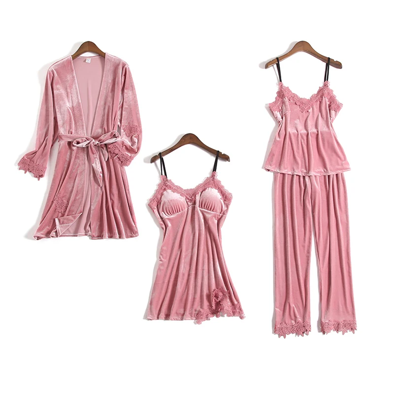 Пижама женская теплая с длинным рукавом 4 шт.|Комплекты пижам| |