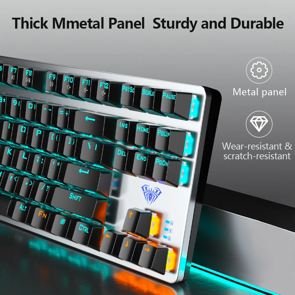 aula f3287 mechanical keyboard wireless bluetooth 87 keys backlight gaming keyboard for android windows desktop laptop pc free global shipping