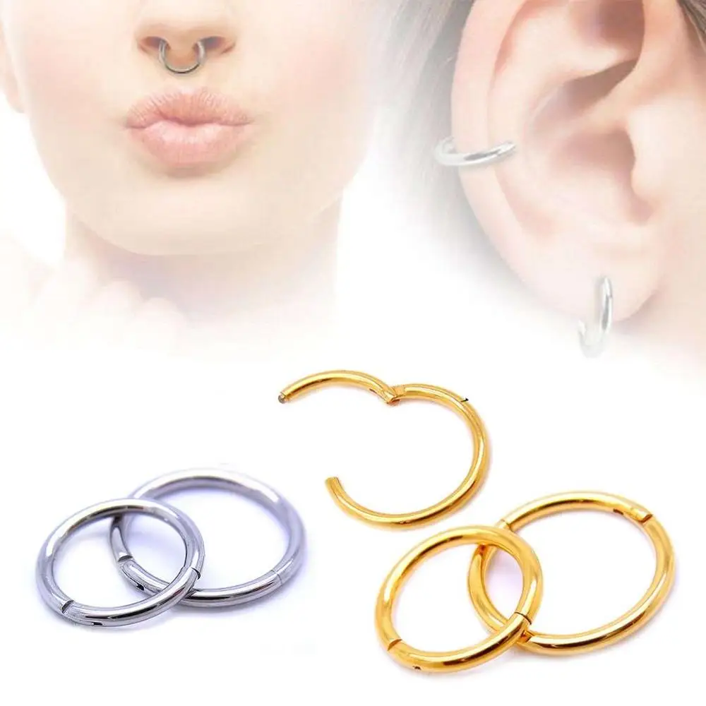 Серьги-кольца диаметром 16 г 4 шт. из нержавеющей стали с фианитами Для Пирсинга