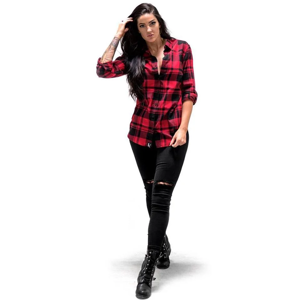 Women Flannel Plaid Shirt 100% Cotton 2019 Spring Autumn Casual Long Sleeve Soft Comfort Slim Fit Styles Brand Plus Size |
