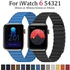 Ремешок кожаный для Apple Watch band 44 мм 40 мм 38 мм 42 мм, магнитный браслет для iWatch Series 3 4 5 se 6