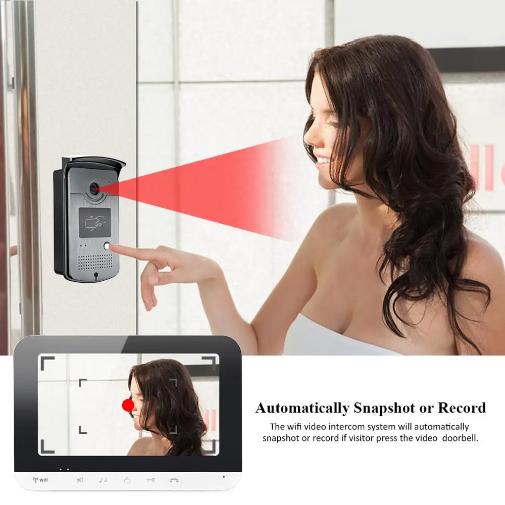 7 Ihch Wifi Video Doorbell Metal Camera With IR Video Door Bell Support RFID Unlock For Home Access Control