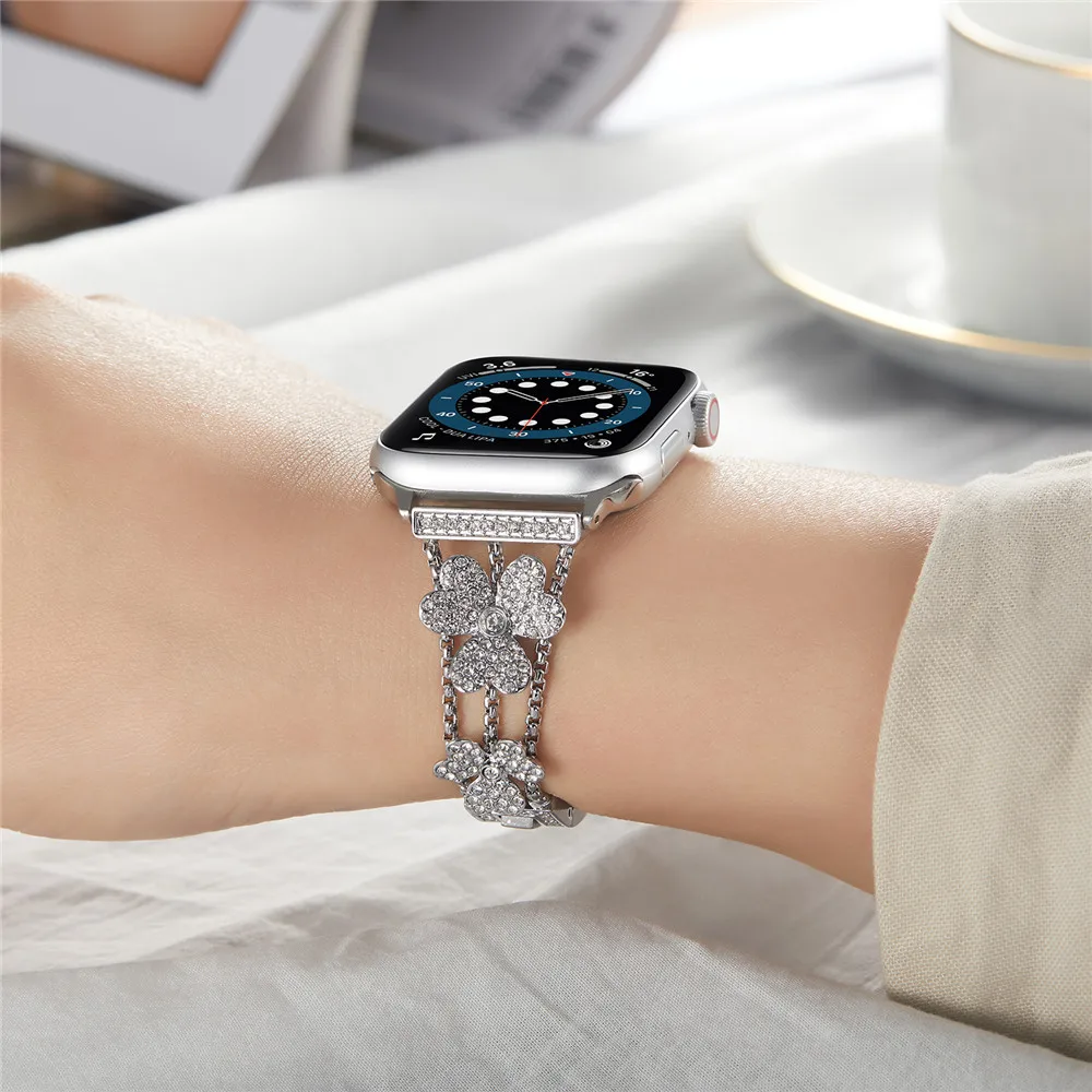 

Diamond Stainless Steel Strap for Apple Watch 38mm 40mm 42mm 44mm Women Luxury Band Bracelet for iWatch Series 6 SE 5 4 3 2 1
