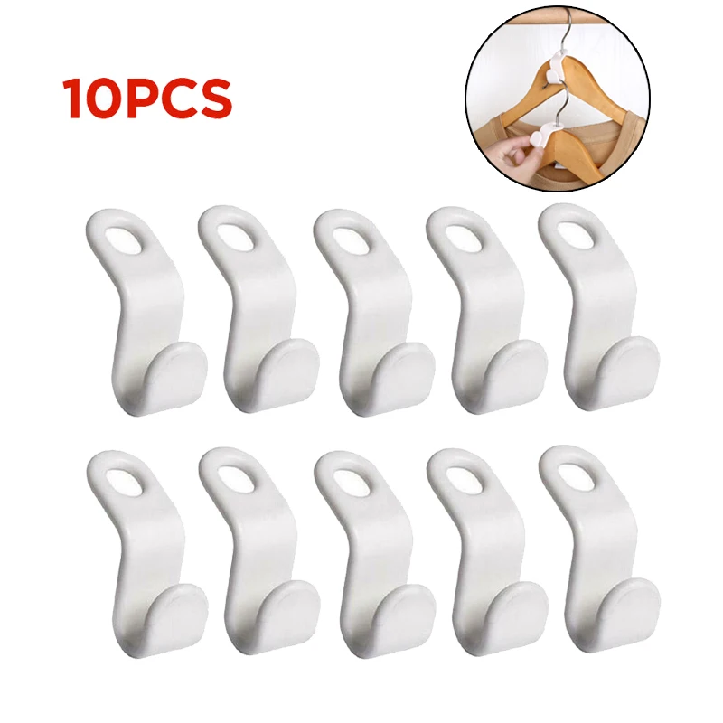 

10pcs Clothes Hanger Hook Folding Storage Clothes Rack Wardrobe Hanging Hanger Connection Hook Space Saving Connectors