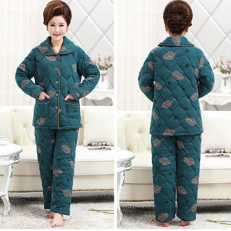 Домашняя пижама для женщин среднего возраста зимние женские пижамные комплекты