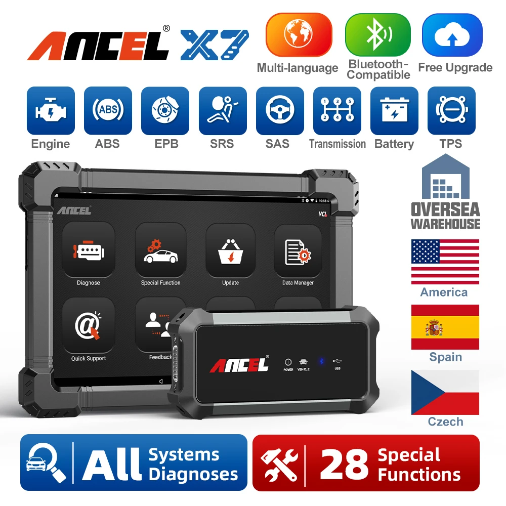 

ANCEL X7 Professional OBD2 Scanner Full System Engine Check OBD 2 Car Diagnostic Tools Auto Scanner Free Update Machine Tools