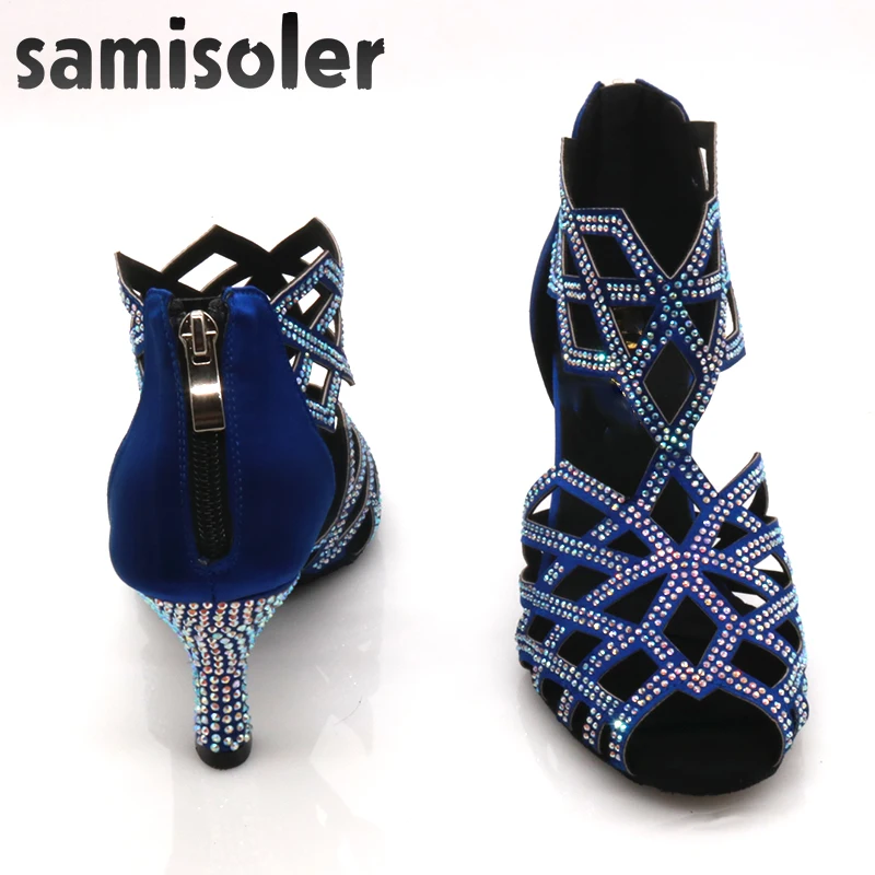 

Samisoler dance shoes, diamond high-heeled dance shoes and rhinestones, Latino dance shoes, zipper, convenient and simple
