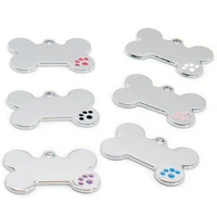 100pcs personalized metal engraving pet dog id tag customized number name cat tag collar footprint bone nameplate anti lost pend