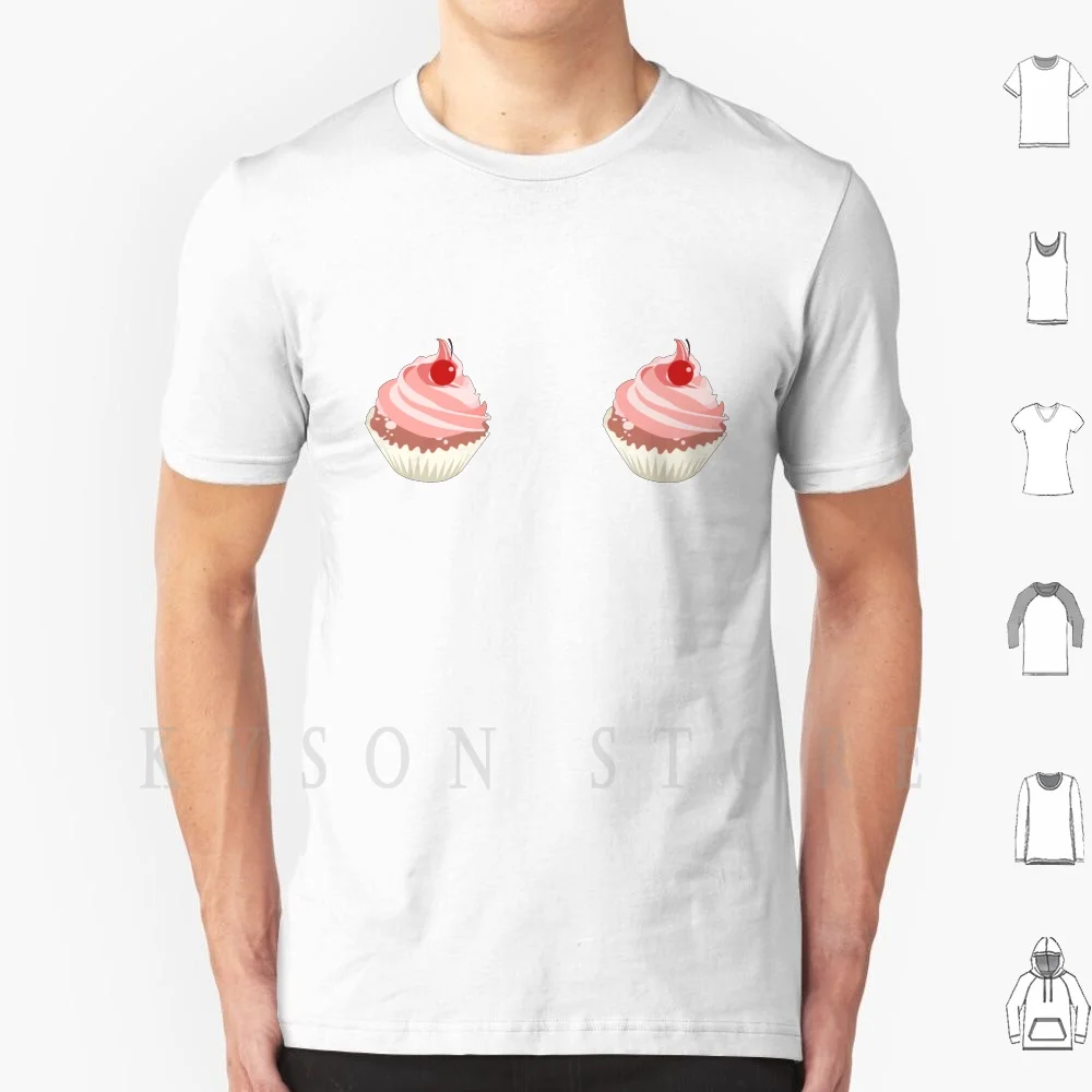Funny Cupcake Boobs T-Shirt / Summer Time Cherry Nipple T Shirt Men Cotton Funny Cupcake Boobs Summer Time Cherry